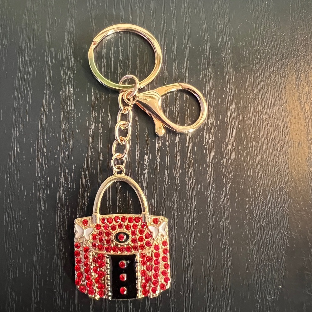 🌸 4/$25 Gold/Red Purse Bag Cham/Keychain